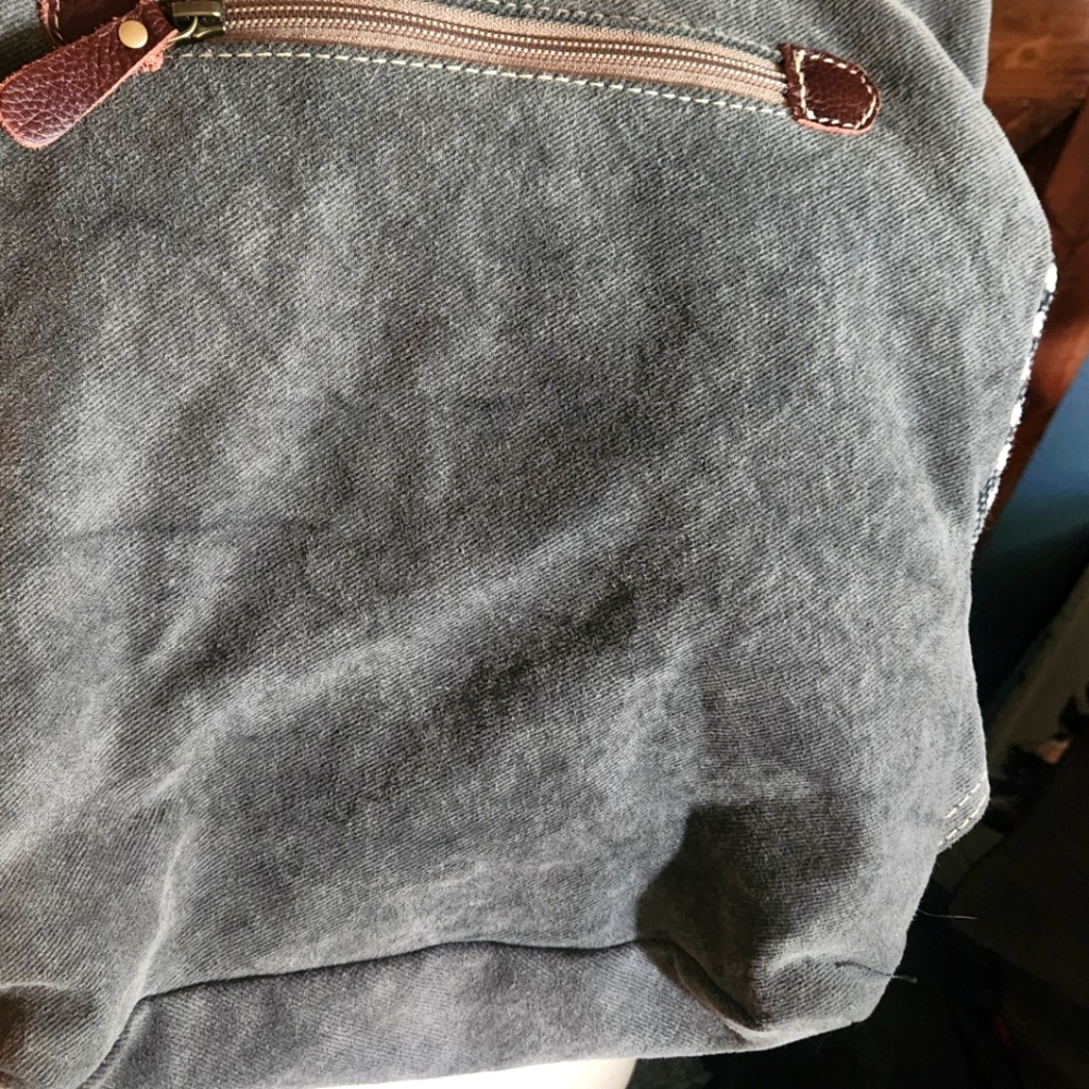 Myra Leather And Cowhide Fabric Stylish Square Backpack - Picture 14 of 15